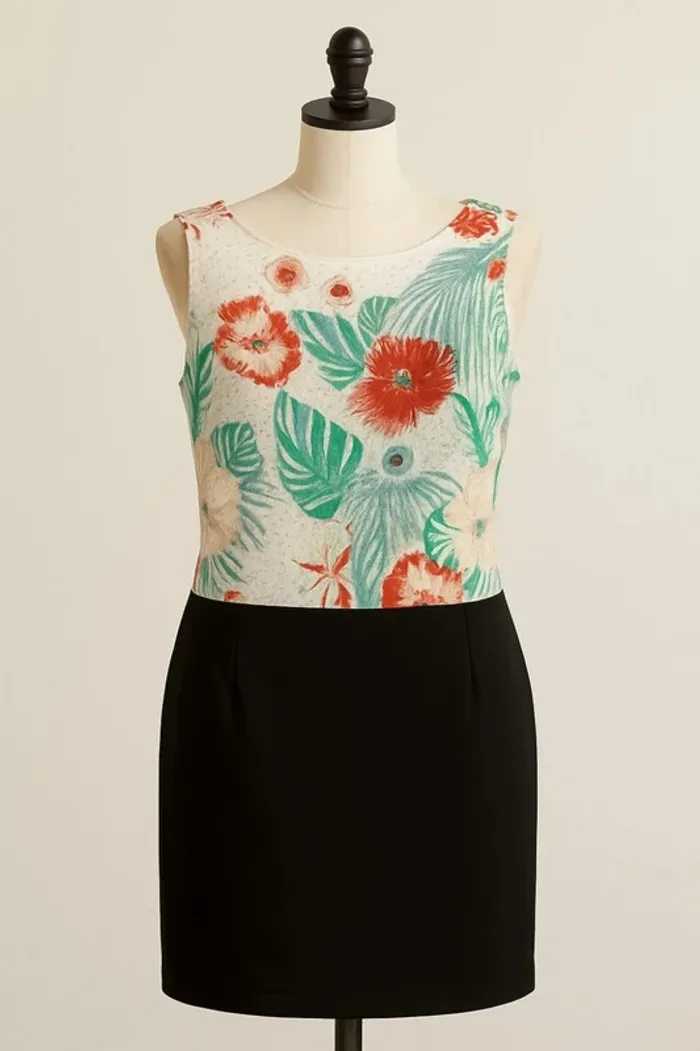 Robe bas noir haut motif floral multicolore Vero Moda Taille S - photo numéro 2