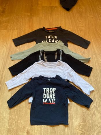 Lot t-shirt manches longues 12 mois