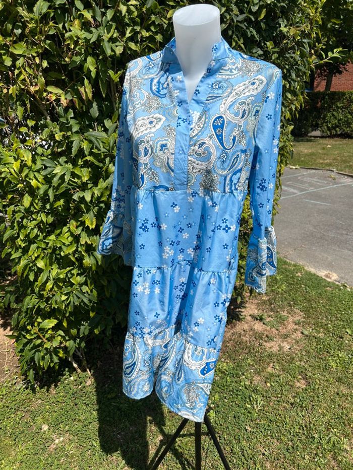 🌟 Robe bleu motif cachemire 🌟