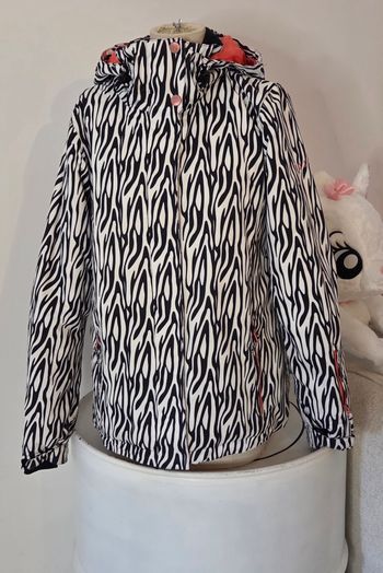 ROXY – Veste de Ski Zébrée Noir & Blanc – 10K Waterproof – Taille M – Excellent État