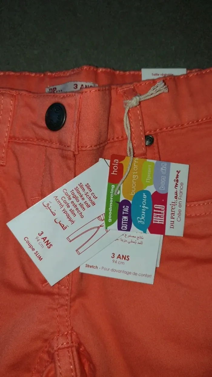 Pantalon stretch slim corail 3 ans - photo numéro 3