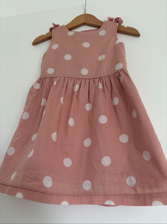 Robe vieux rose à pois blancs 2 ans - 83-89cm - photo numéro 4