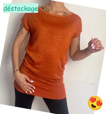 Tunique orange pailletée taille unique - Lolimiss