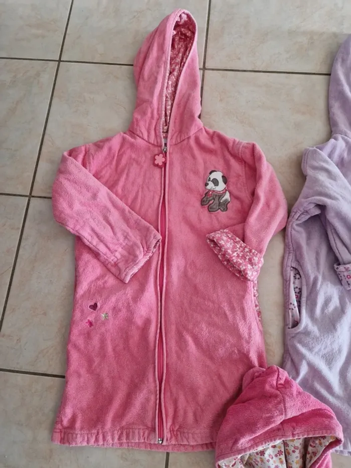 Lot 3 peignoirs de bain piscine douche carre blanc taille 4 ans - photo numéro 4