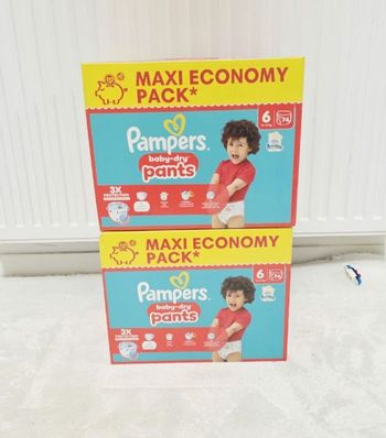 2× Couches Pampers Pants Taille 6 MAXI PACK ×148