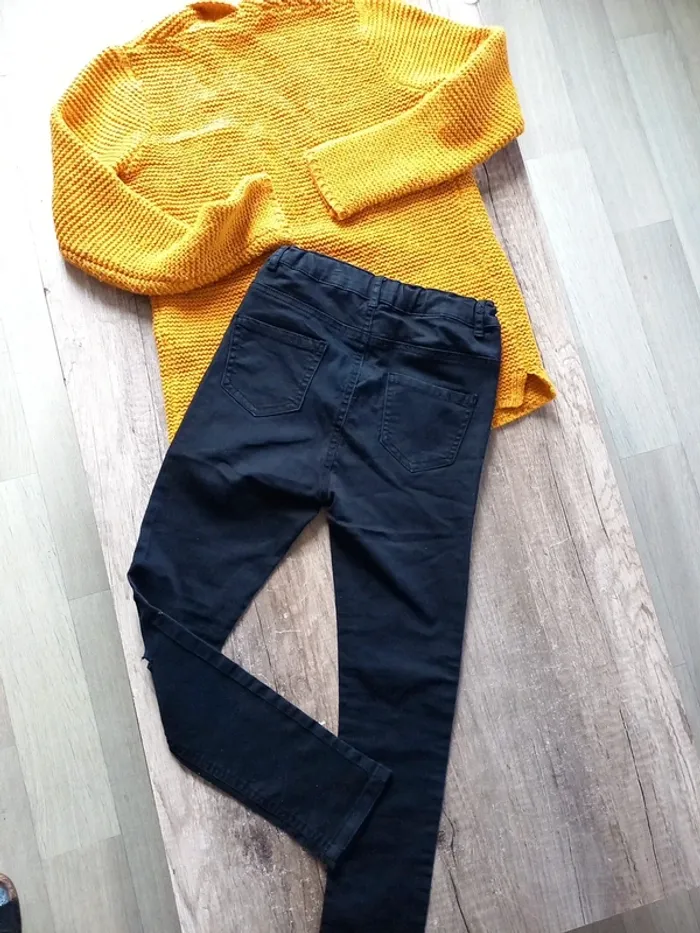 Ensemble gilet en laine et jeans noir 8 ans - photo numéro 4