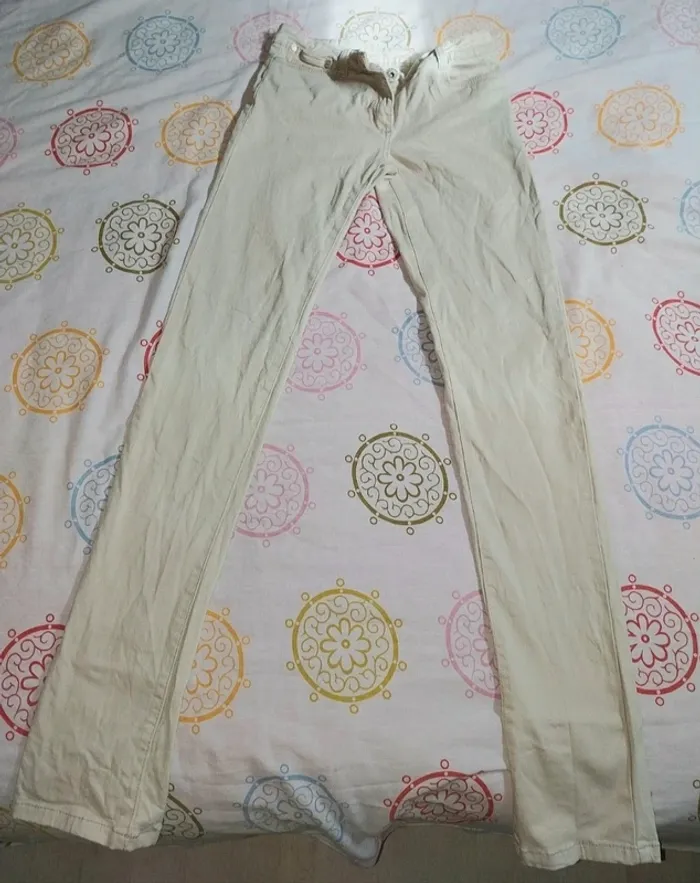 Pantalon femme stretch beige T34