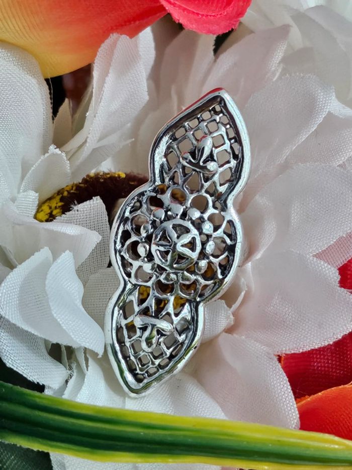 Bague longue texturée en acier inoxydable - photo numéro 2