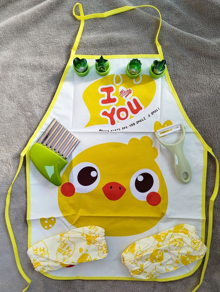 Kit cuisine enfant Montessori 14 Pcs – ustensiles sécurisés, couteaux, tablier, emporte-pièces - photo numéro 2