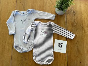 Lot 2 bodies petit bateau manches longues 6 mois