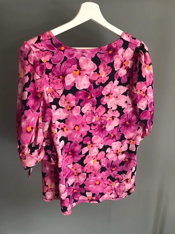 Blouse Fleurie Fuchsia Easyclothes M - photo numéro 2