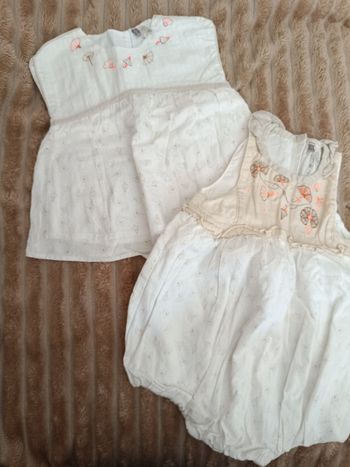 Lot robe + barboteuse bébé fille 6 mois très bon état