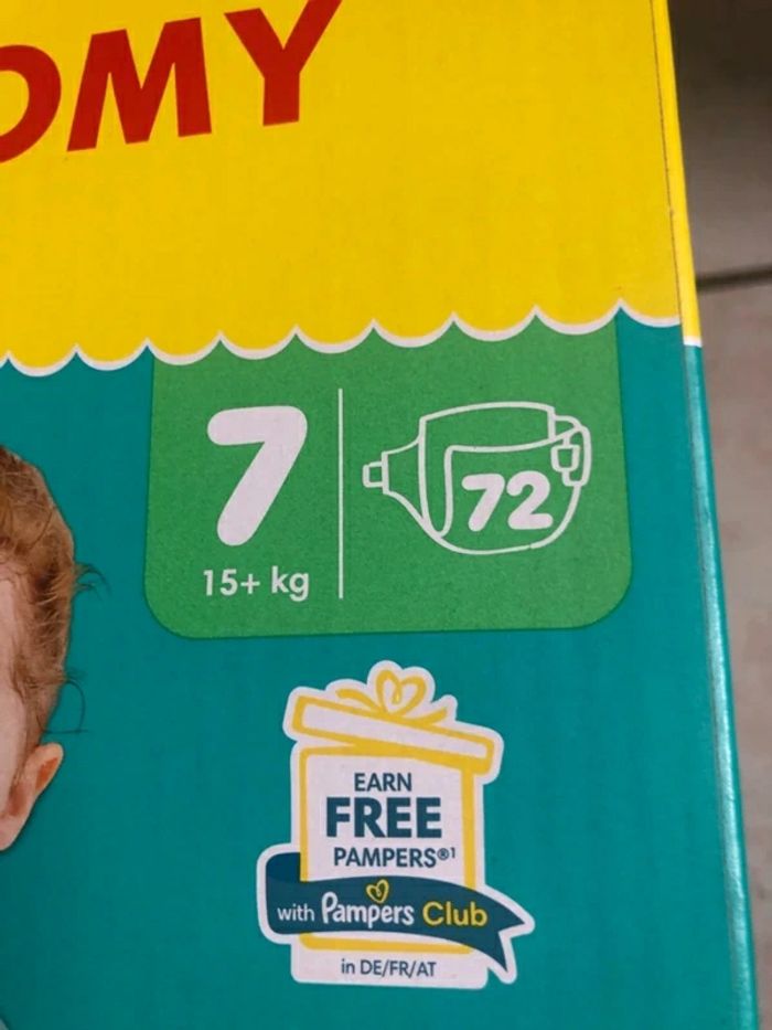 LOT DE 144 COUCHES PAMPERS BABY DRY TAILLE 7 NEUFS DANS L'EMBALLAGE - photo numéro 2