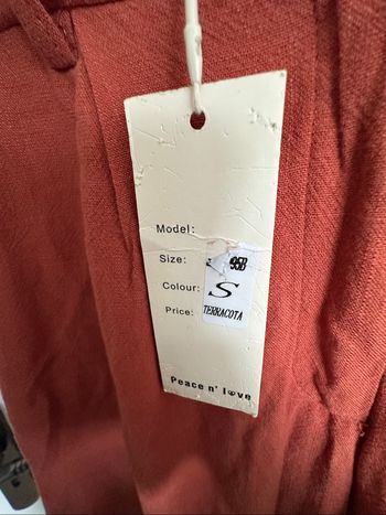 Pantalon effet lin terracotta