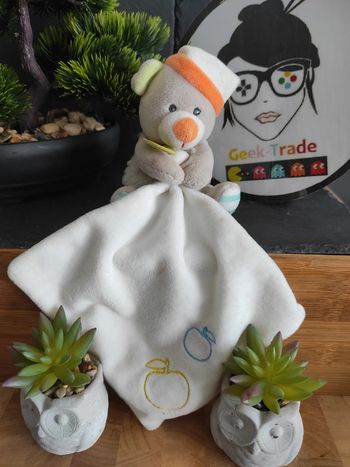 Doudou Knuffel Ours Bonnet Mouchoir Baby Nat Oscar BN062 Pomme#geektradedoudou