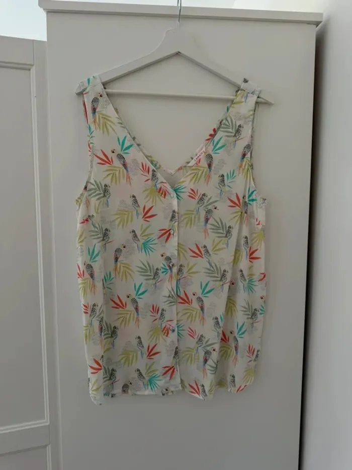 Superbe blouse debardeur neuf fluide tropical Camaïeu 🌸 L 40 42 - photo numéro 6