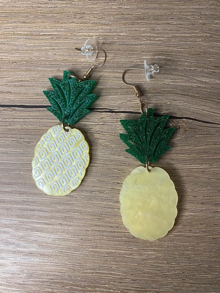 Boucles d oreilles acrylique ananas - photo numéro 4
