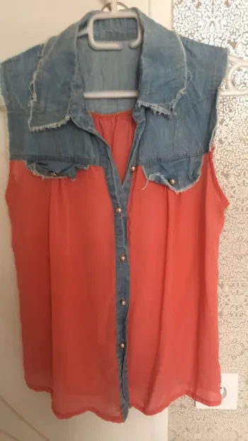 Chemisier jeans et corail