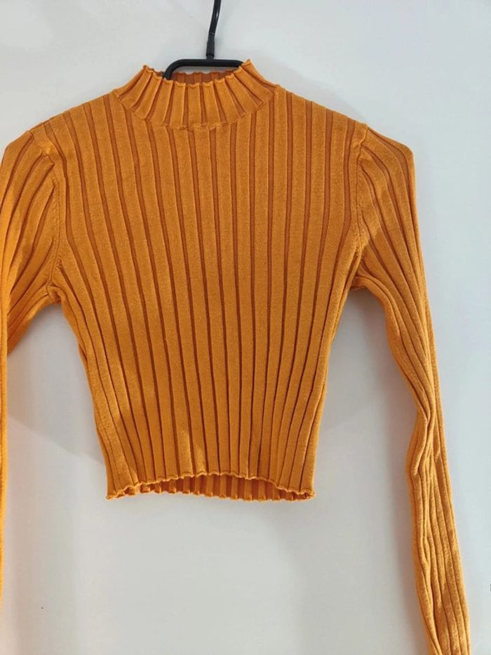 Pull Court Côtelé en Laine Orange💎 sister 36💎 - photo numéro 5