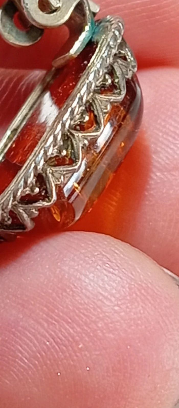 Clips d'oreilles ancien ambre et argent - photo numéro 12