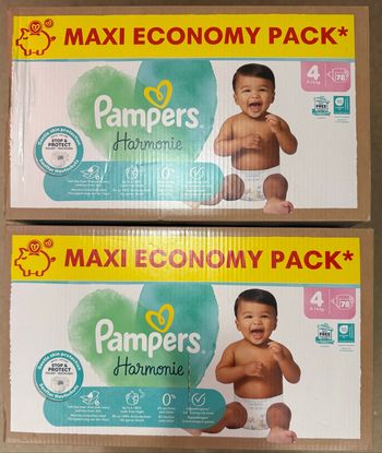 2 paquets de 78 couches Pampers Harmonie Taille 4