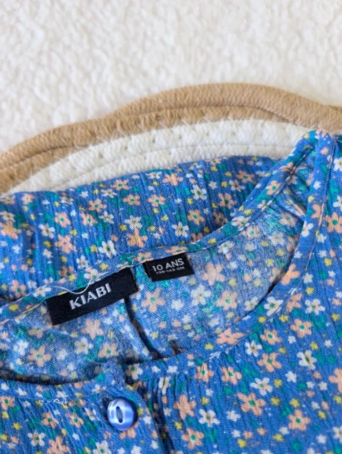 💠 Robe bohème à fleurs bleues - 10 ans - photo numéro 2