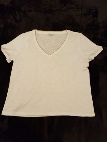 T shirt la halle blanc et col doré L