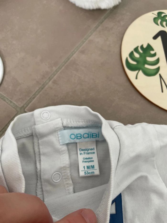 T-shirt haut manches longues bébé mixte 1 mois obaibi - photo numéro 6