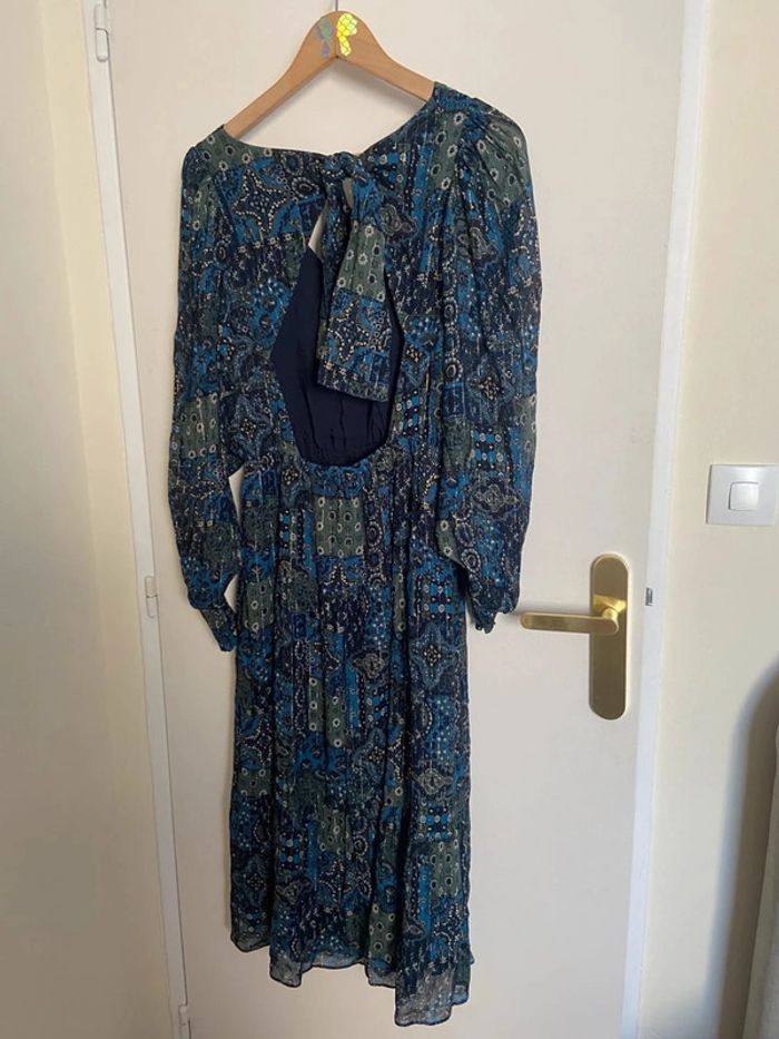 Robe à nouer dans le dos “Prunelle Arizona” Sézane Bleu Taille S - photo numéro 2