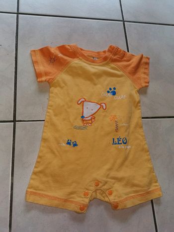 Combi short 6mois orange et jaune