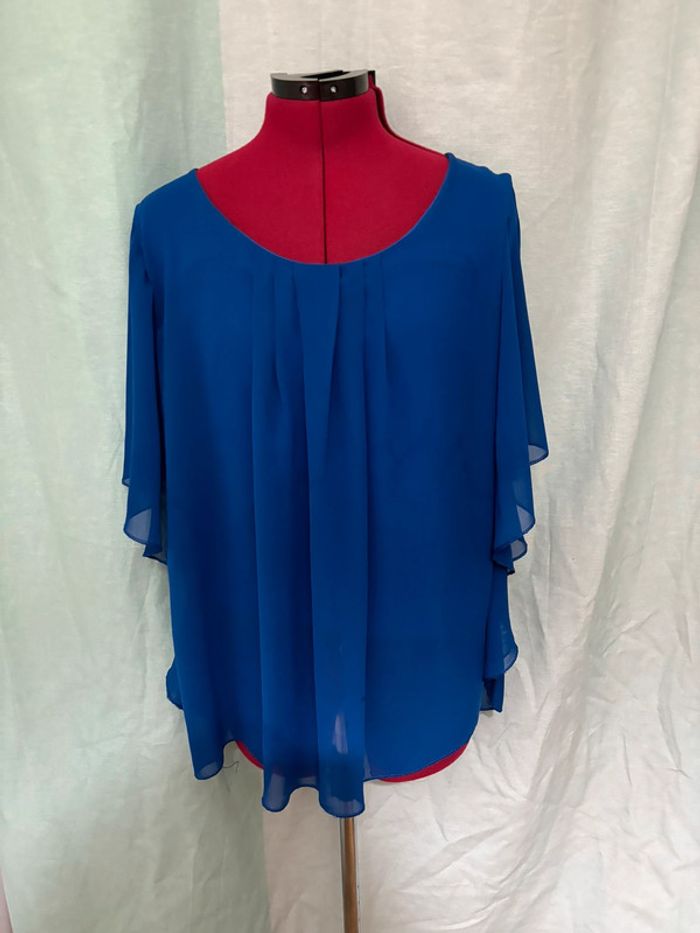 Superbe blouse vaporeuse en mousseline bleu - photo numéro 3