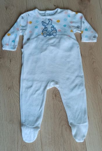 Pyjama velours Blanc Panpan lapin dans Bambi - Disney Baby - Taille 12 mois neuf