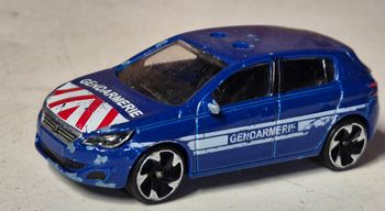 Majorette peugeot 308 gt gendarmerie 1/58 ref 205j miniature métal vintage