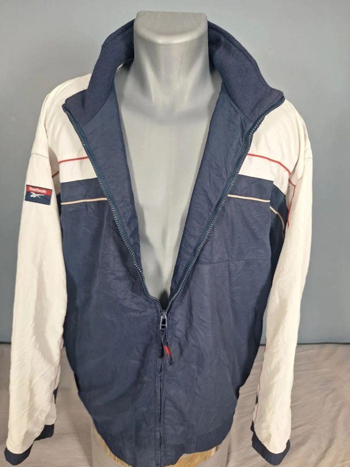 Veste Reebok vintage M bleu blanc style 90s logo brodé rétro (544) - photo numéro 8