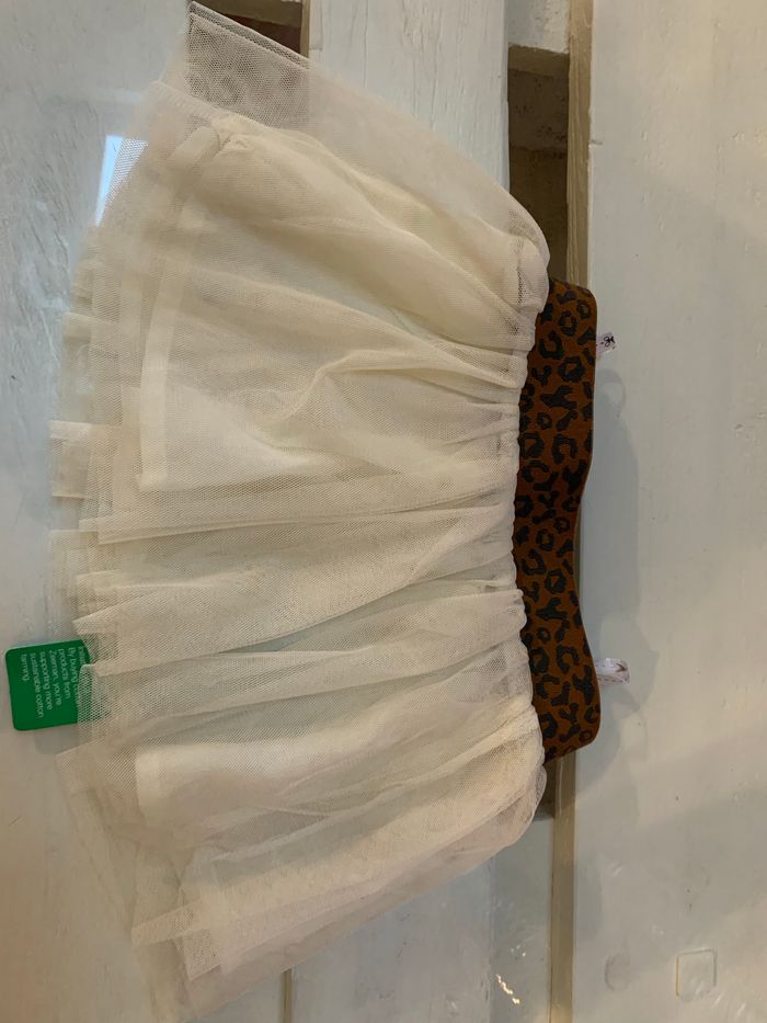 Jupe tulle blanc cassé leopard 4-6 mois
