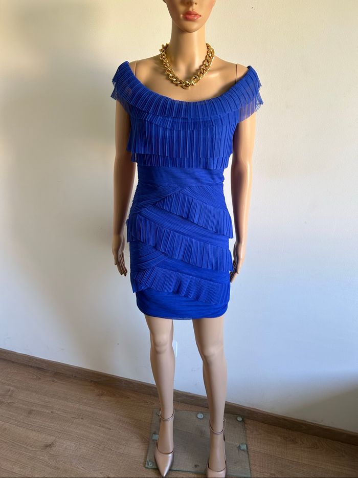 Robe bleue neuve avec volants Morgan taille S (valeur 85€) fermeture cassée - photo numéro 3