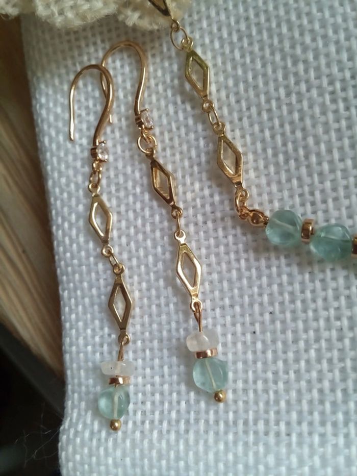 Parure collier et boucles d'oreilles en pierres semi précieuses - photo numéro 5