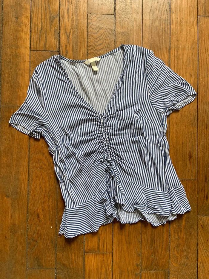 Blouse bleue décolleté H&M taille 38 m - photo numéro 3