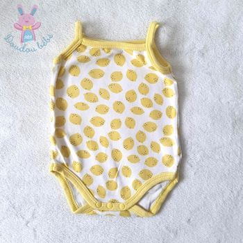 Body bretelles citrons jaune bébé fille 3 mois