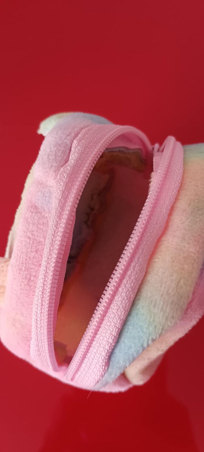 Petit porte-monnaie multicolore en peluche pour enfant modèle lapin - photo numéro 3