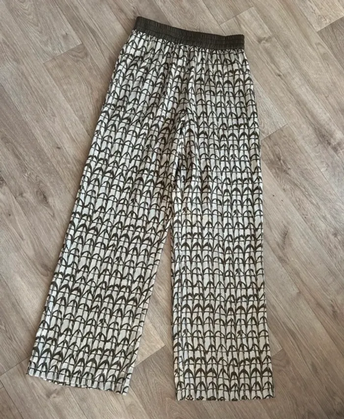 Sisley ensemble pantalon + haut chemise imprimée taille 38 - photo numéro 2