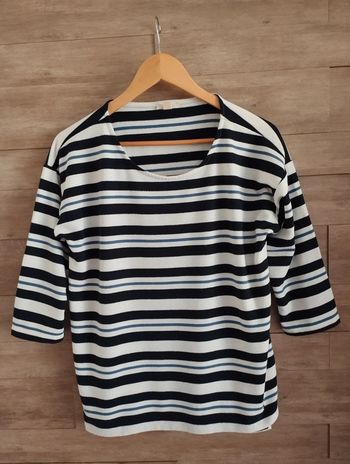 Pull femme Esprit blanc rayures bleu TL
