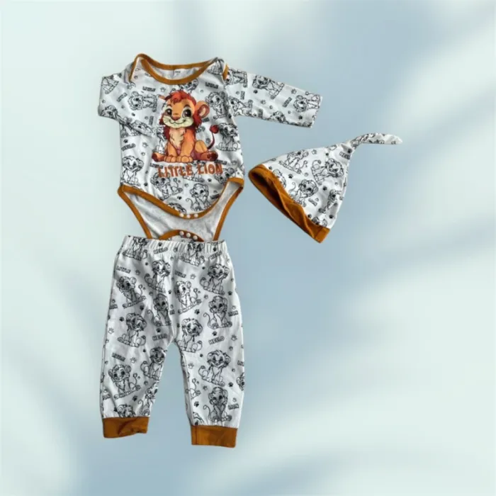 Ensemble Roi Lion 3-6 mois – body, pantalon et bonnet (Shein)