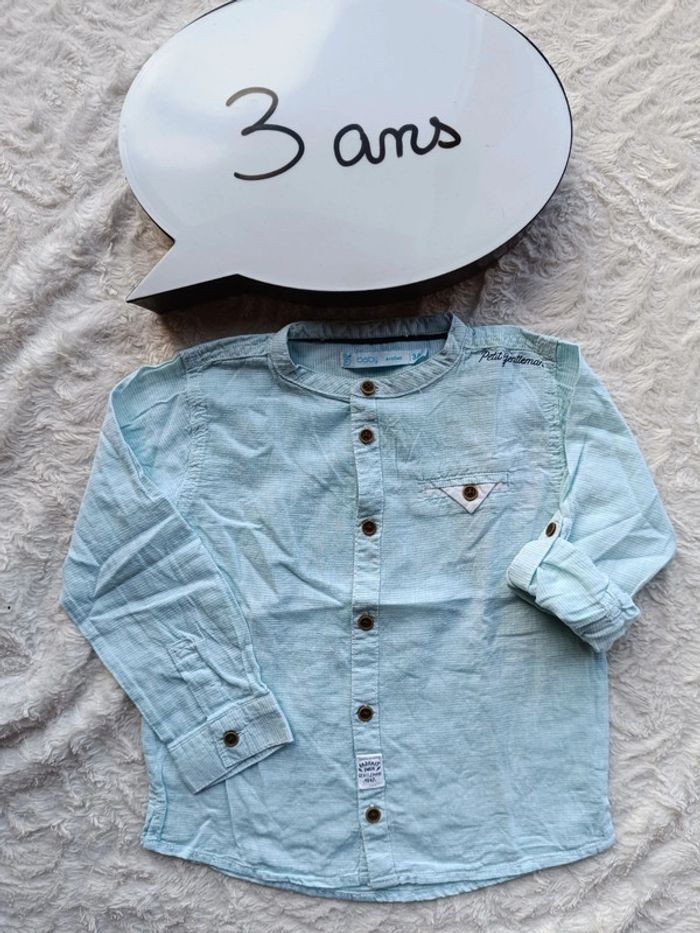 Chemise manches longues Garçon 3 ans col mao Gémo