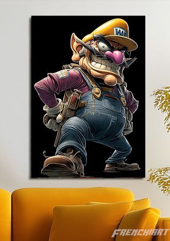 Poster métallique 30cm x 42cm Wario Mario Poster + aimant mural fourni.