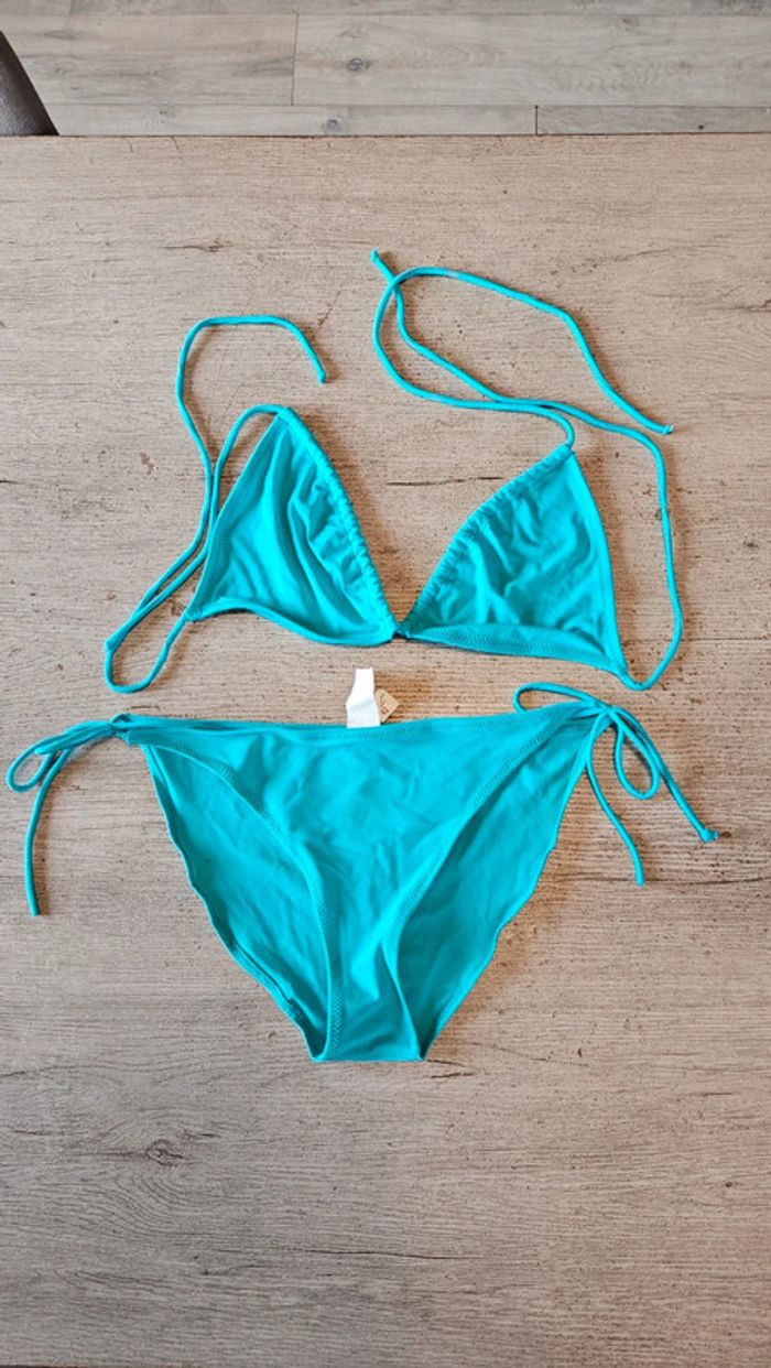 Bikini femme turquoise Tex, 42, peu mis