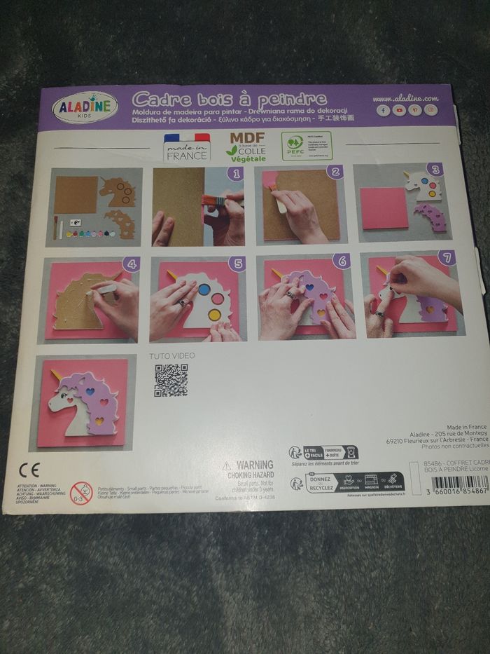 Cadre bois à peindre licorne - photo numéro 2