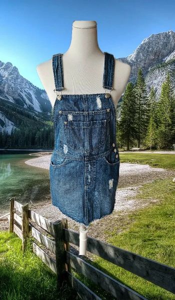 Robe en jean salopette effet déchirure,Gemo, taille 36