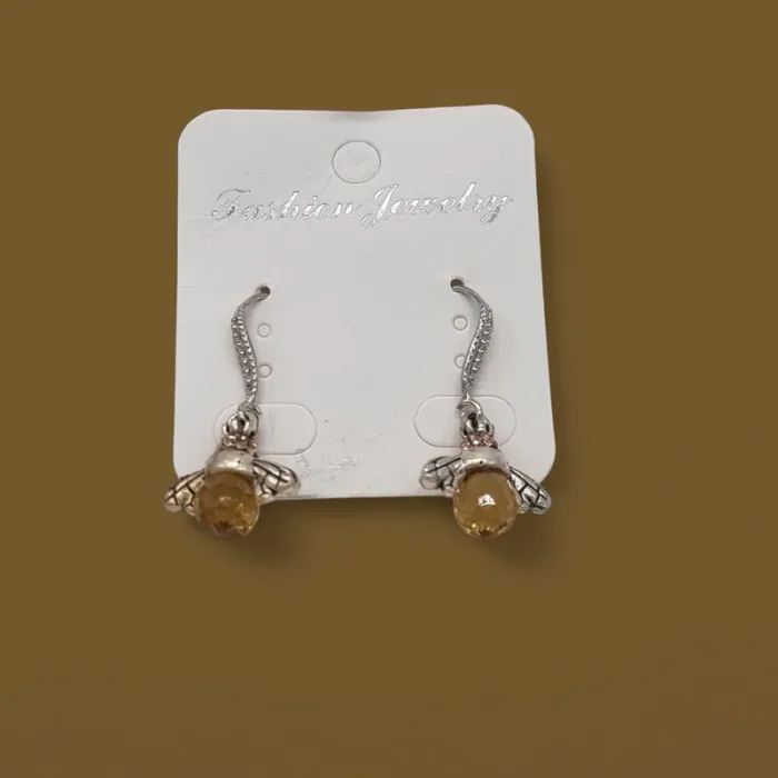 Parure collier + boucles d'oreilles argenté * abeille * - photo numéro 3