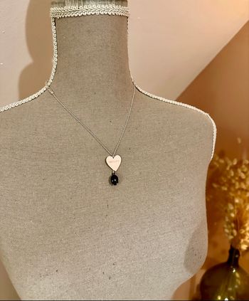 💜 Collier cœur message & tête de mort noir 💜